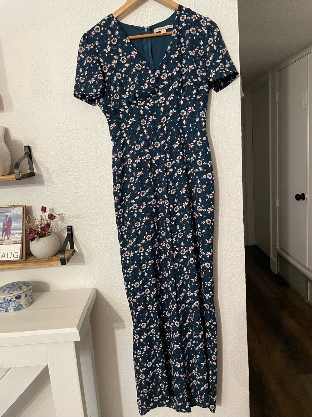 miami Navy Floral V-Neck Maxi jumpsuit small